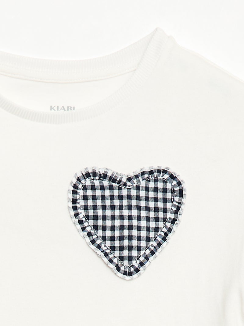 Gingham Patch T-shirt White - Kiabi