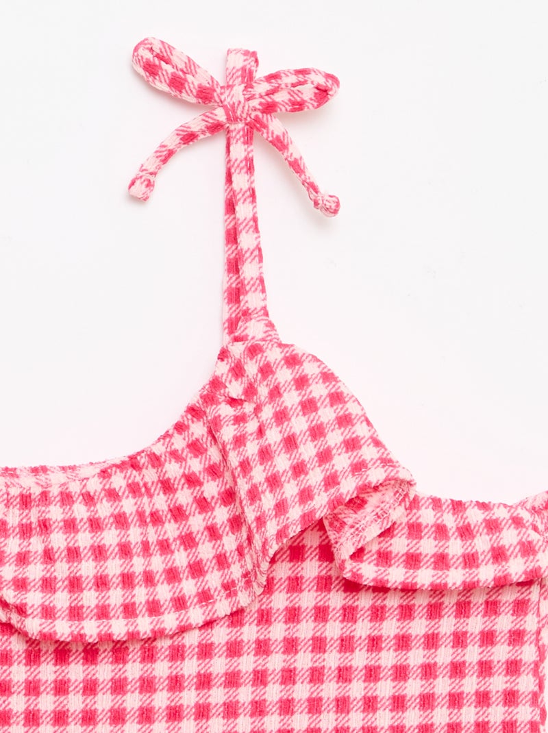 Gingham print shorts + tank top set - 2 pieces Pink - Kiabi