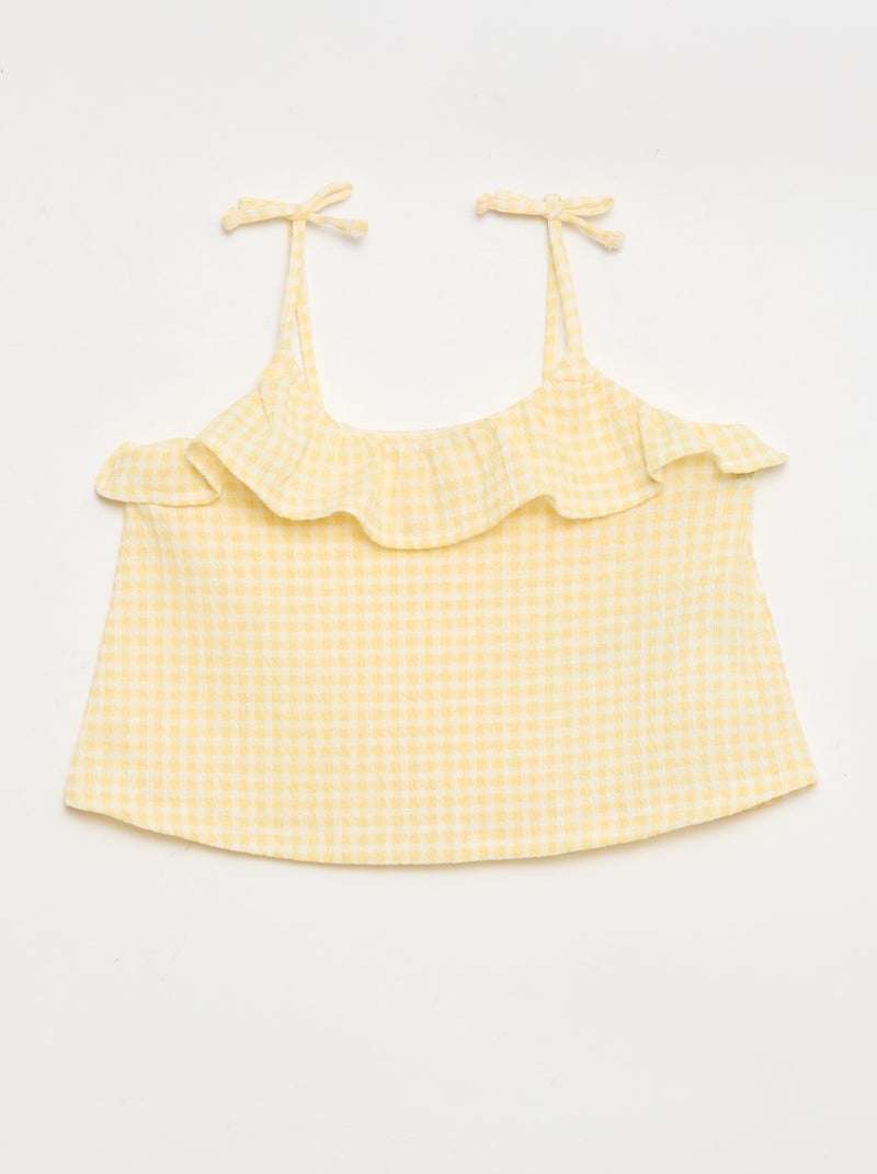 Gingham print shorts + tank top set - 2 pieces Yellow - Kiabi