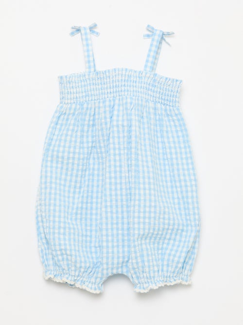 Gingham Romper + Bucket Hat Set - 2 pieces - Kiabi