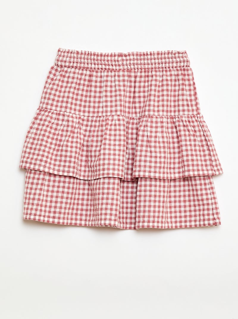 Gingham Ruffle Skirt Pink - Kiabi