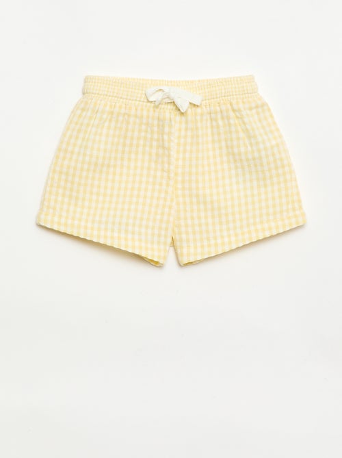 Gingham Seersucker Shorts - Kiabi