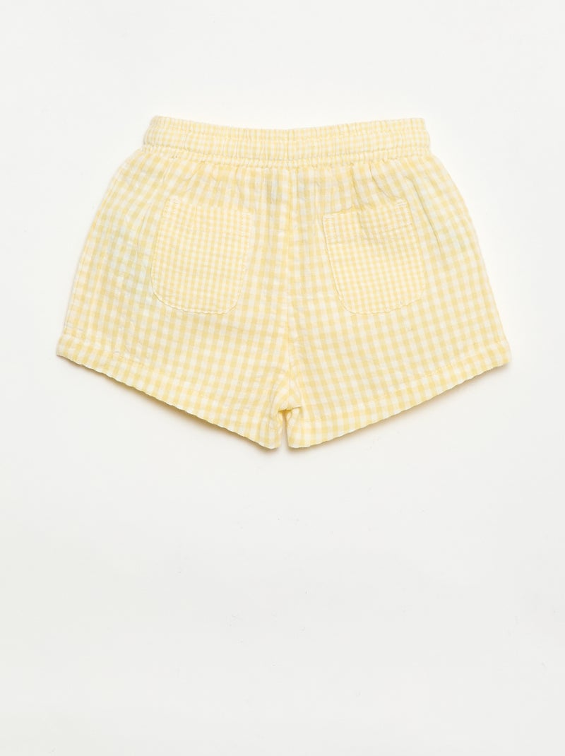 Gingham Seersucker Shorts Yellow - Kiabi