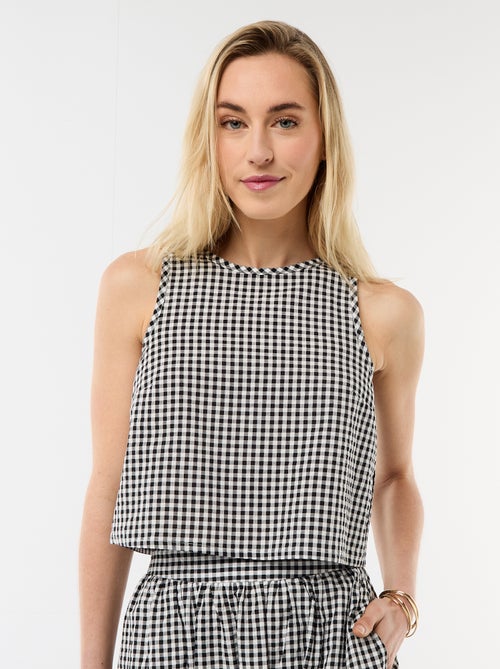 Gingham Sleeveless Top - Kiabi