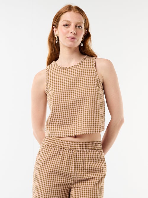 Gingham Sleeveless Top - Kiabi