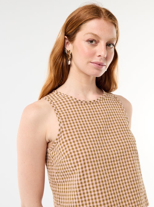 Gingham Sleeveless Top - Kiabi