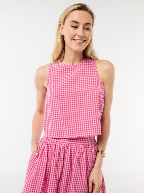 Gingham Sleeveless Top - Kiabi