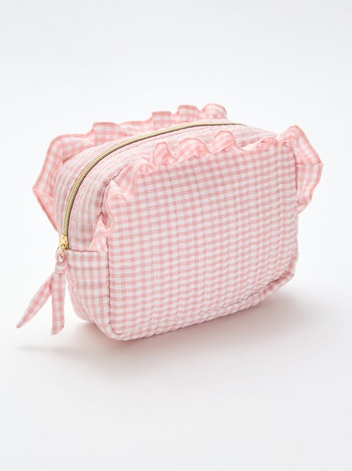 Gingham toiletry bag with ruffles - Kiabi
