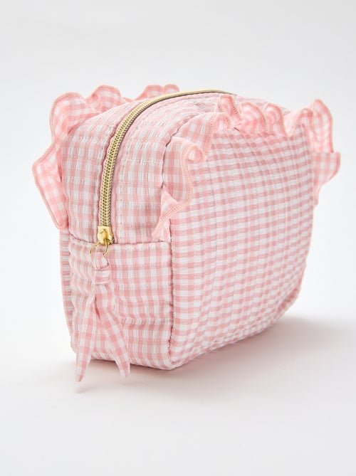 Gingham toiletry bag with ruffles - Kiabi