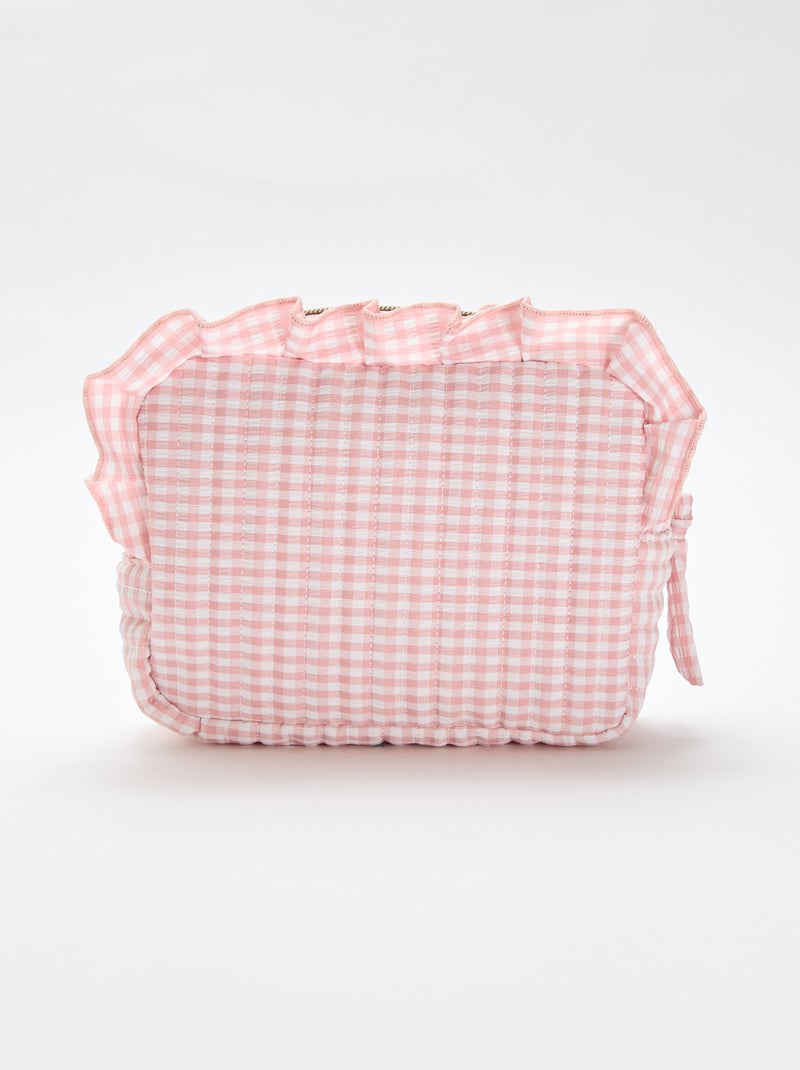Gingham toiletry bag with ruffles Pink - Kiabi