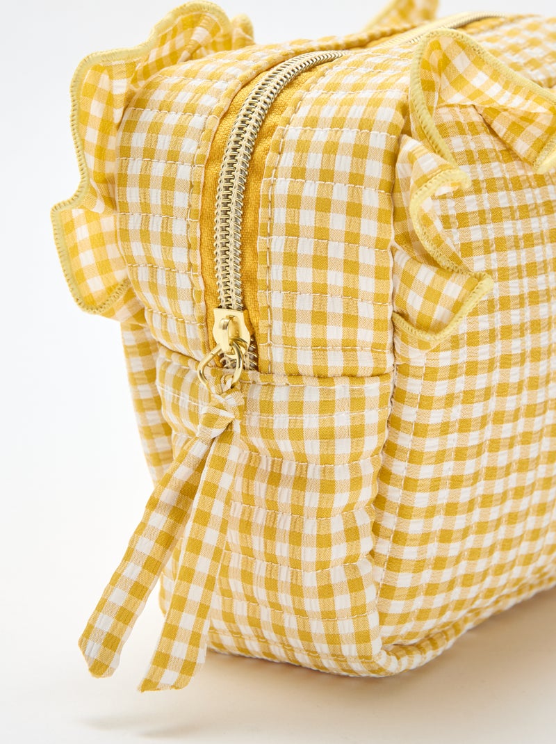 Gingham toiletry bag with ruffles Yellow - Kiabi