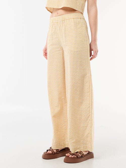 Gingham Wide-Leg Trousers - Kiabi