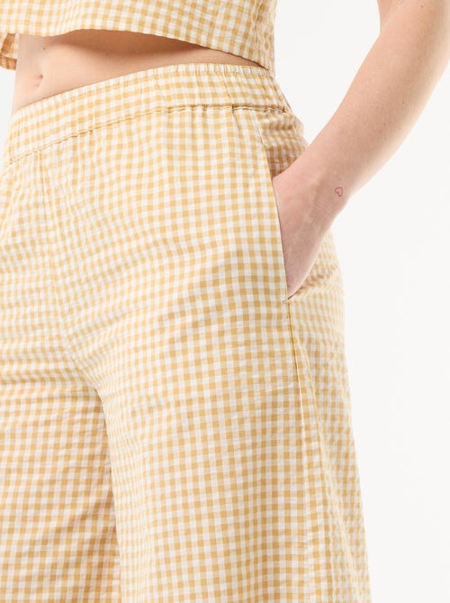 Gingham Wide-Leg Trousers - Kiabi