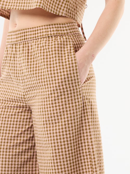 Gingham Wide-Leg Trousers - Kiabi