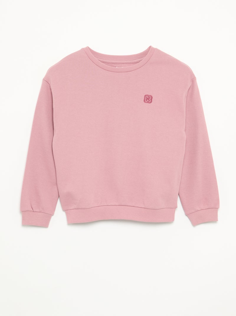 Girls' Plain Unbrushed Fleece Sweatshirt - Kiabi Pink - Kiabi