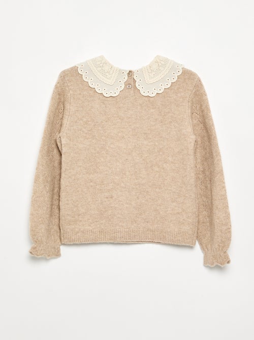 Girls' Sweater with Large Embroidered Collar - Kiabi