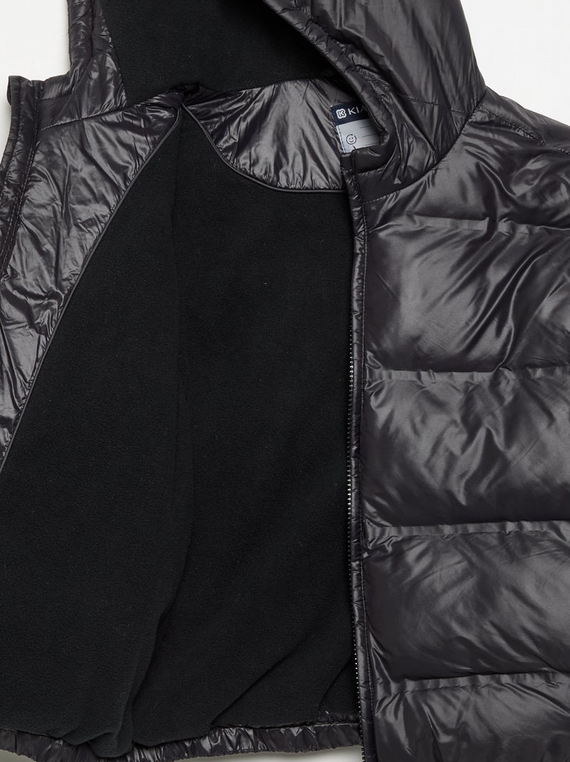 Glänzende Kapuzen-Steppjacke Noir - Kiabi