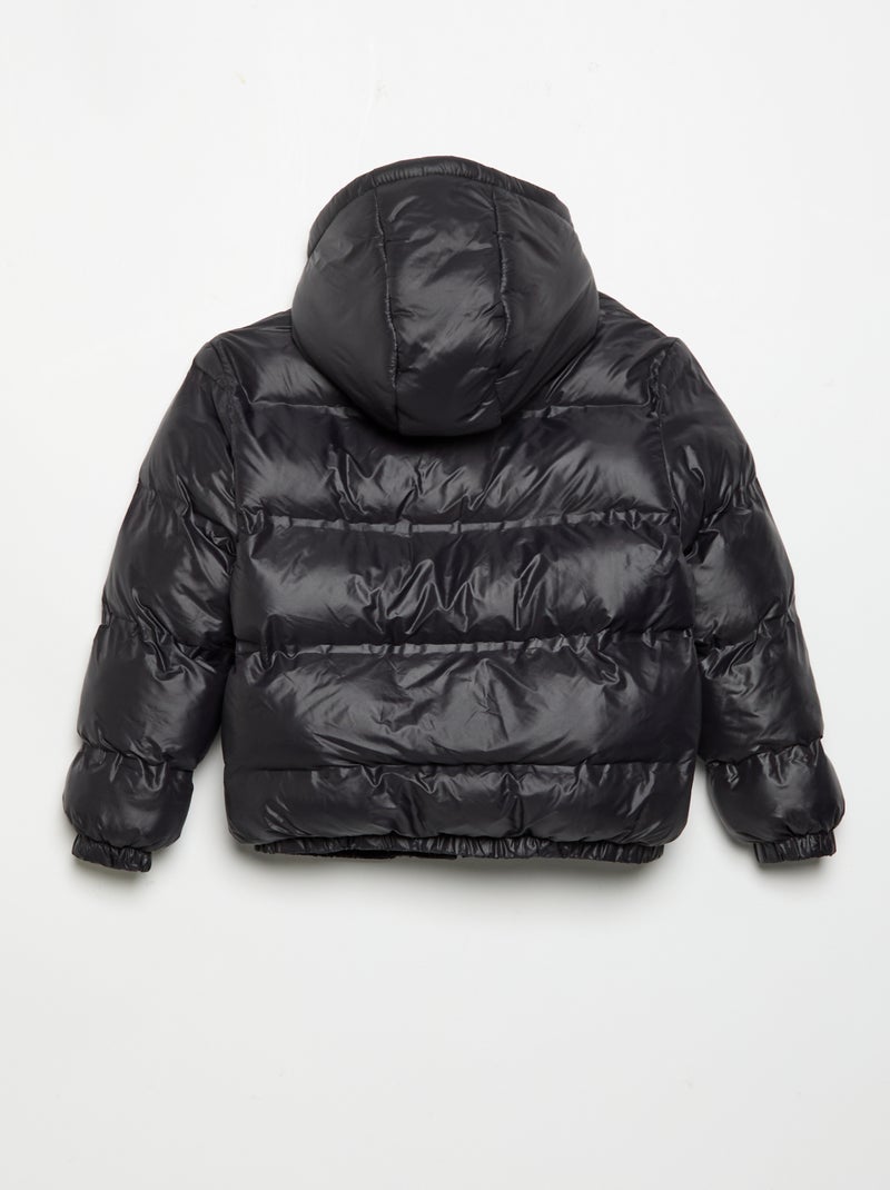 Glänzende Kapuzen-Steppjacke Noir - Kiabi