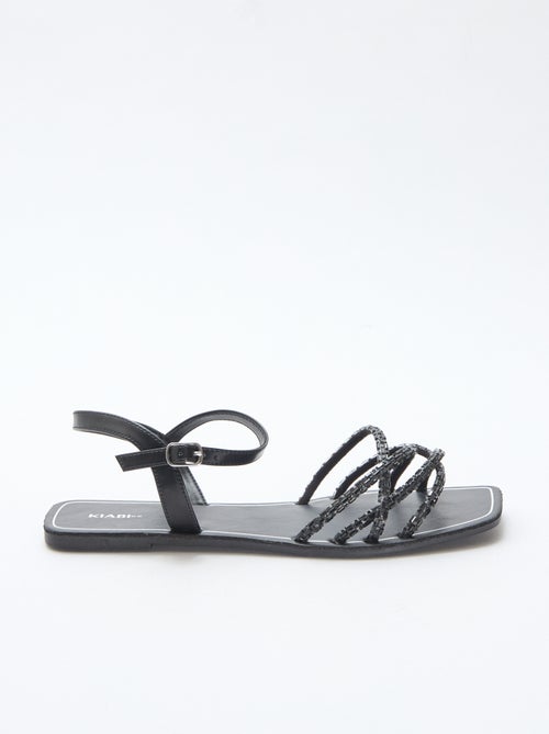 Glitter Strap Flat Sandals - Kiabi