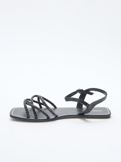 Glitter Strap Flat Sandals - Kiabi