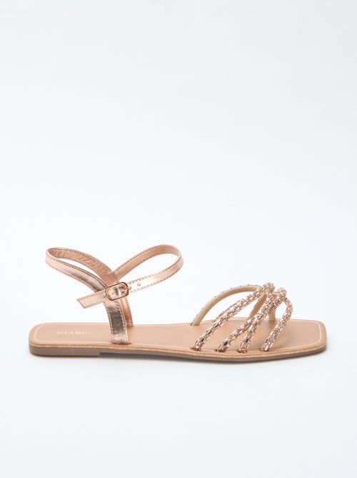 Glitter Strap Flat Sandals - Kiabi