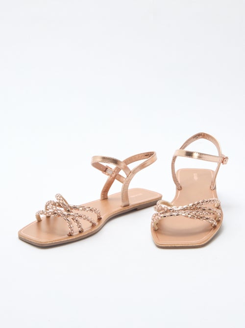 Glitter Strap Flat Sandals - Kiabi