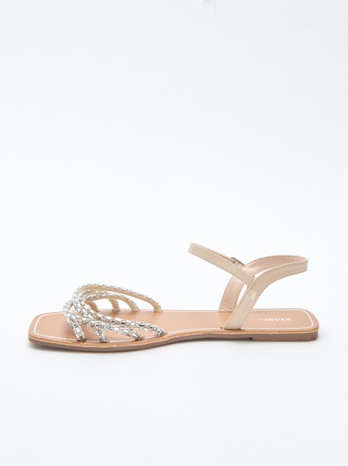 Glitter Strap Flat Sandals - Kiabi