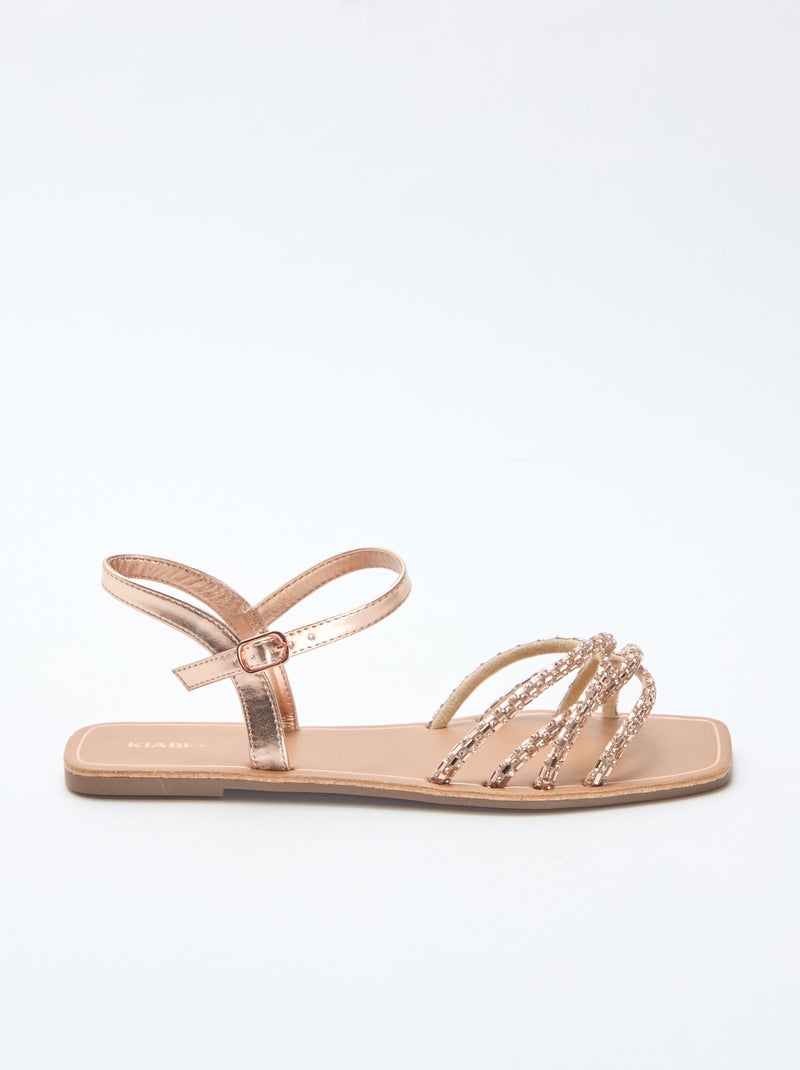 Glitzer-Riemchensandalen Rosa - Kiabi