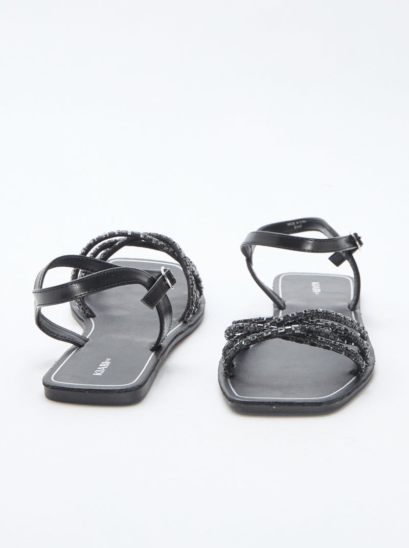 Glitzer-Riemchensandalen Schwarz - Kiabi