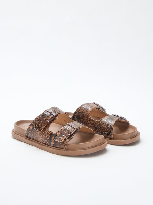 Gold Double Strap Mules - Kiabi