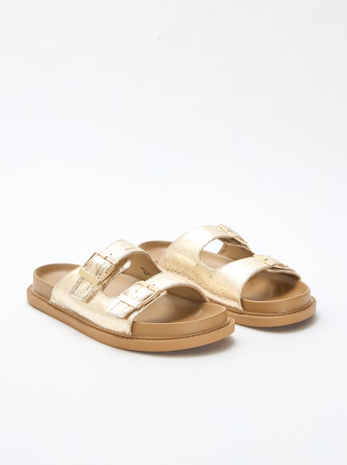 Gold Double Strap Mules - Kiabi