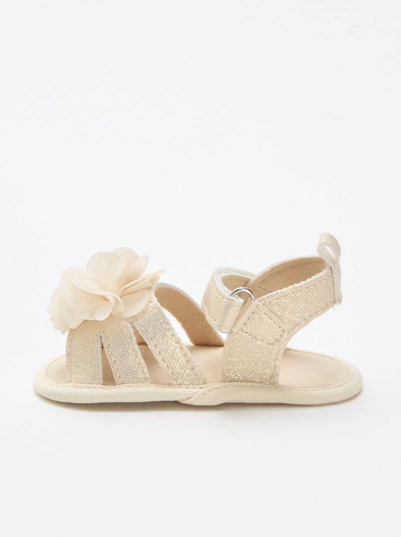 Gold Sandals with Flower Yellow - Kiabi