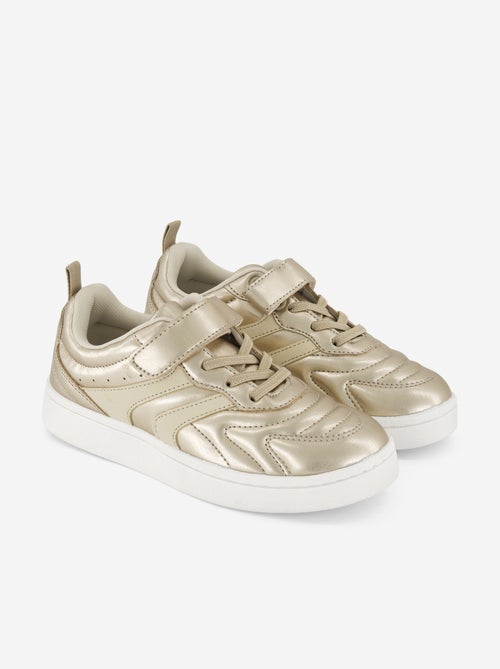 Golden sneakers with hook-and-loop straps - Kiabi