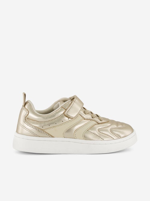 Golden sneakers with hook-and-loop straps - Kiabi