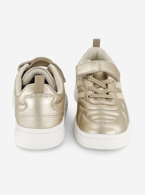 Golden sneakers with hook-and-loop straps - Kiabi