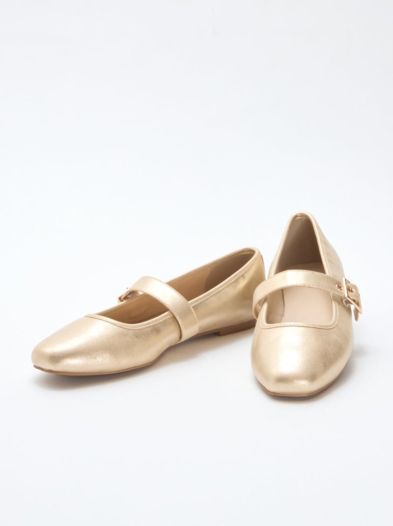 Goldene Ballerinas mit Riemchen Golden - Kiabi