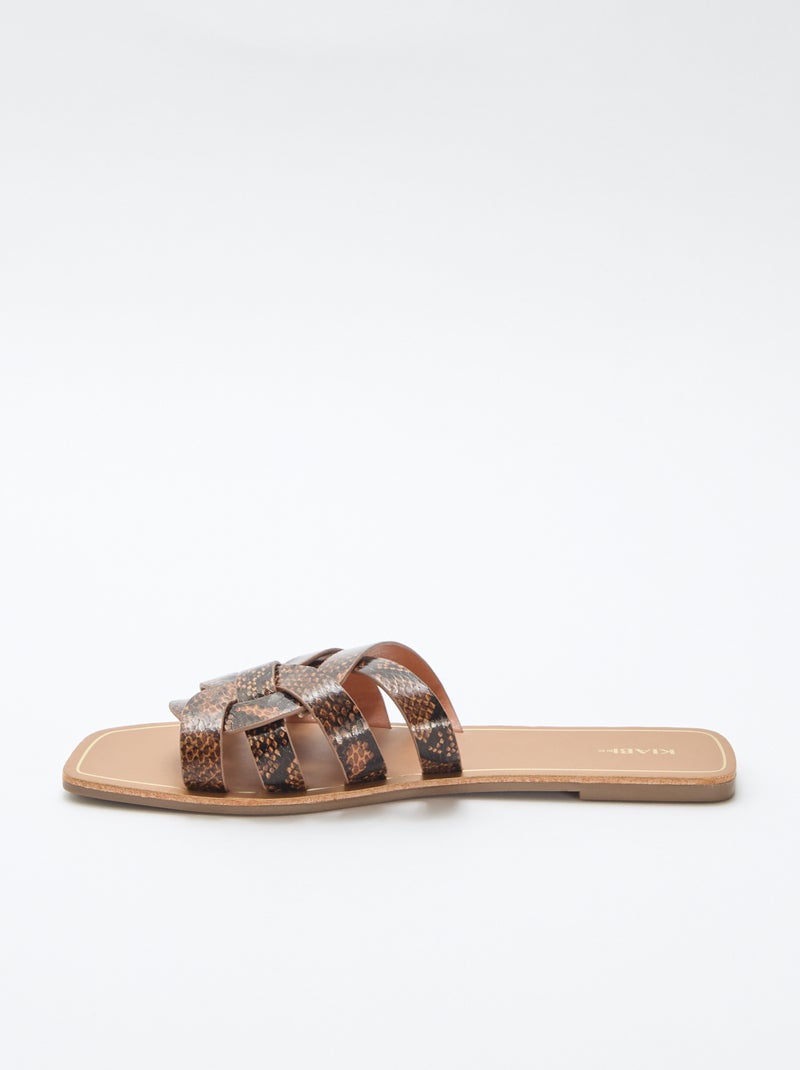Goldfarbene Riemchensandalen Braun - Kiabi