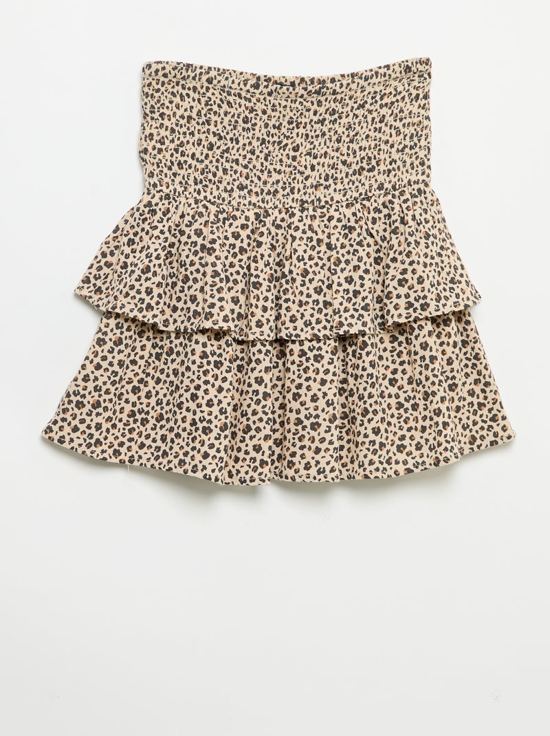 Gonna a balze con stampa leopardata Beige - Kiabi