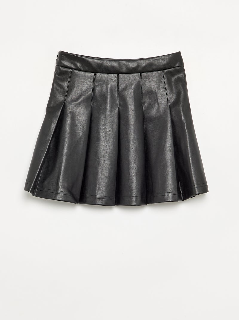 Gonna corta plissettata in similpelle Nero - Kiabi