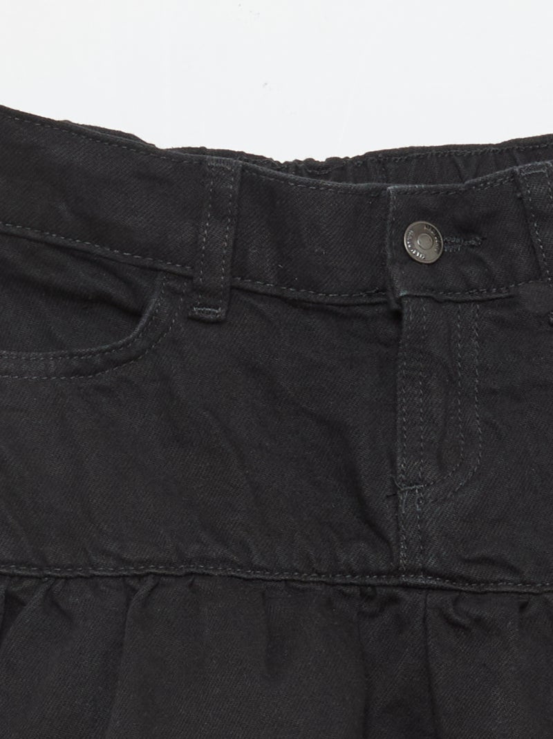 Gonna in denim con volant Nero - Kiabi