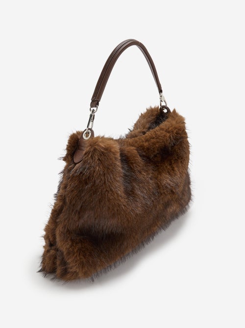 Grand sac à main imitation fourrure - Kiabi