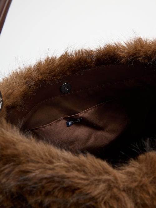 Grand sac à main imitation fourrure - Kiabi