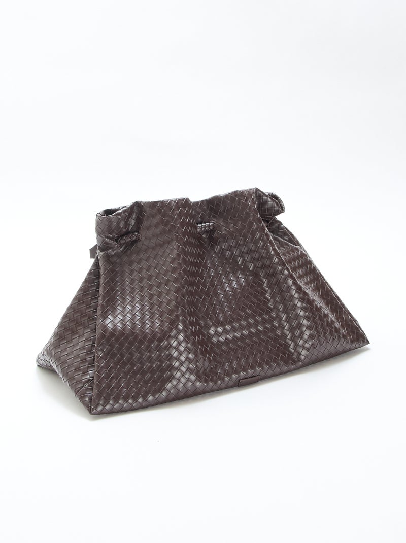 Grand sac en simili effet tressé Marron - Kiabi