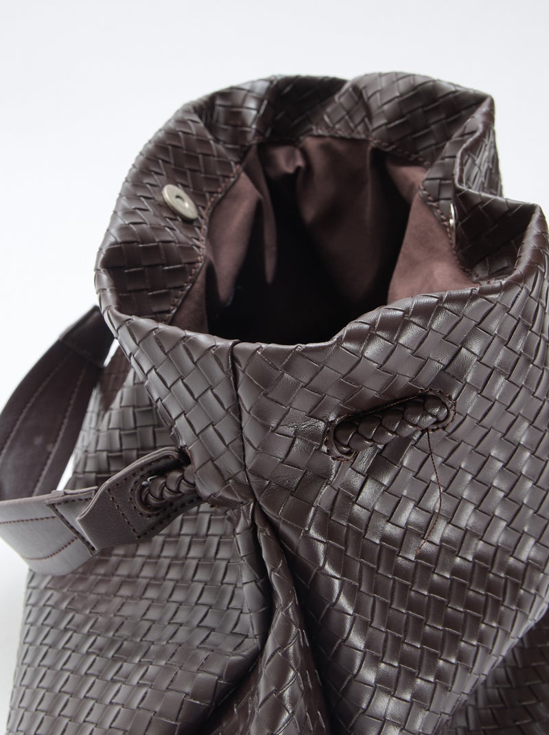 Grand sac en simili effet tressé Marron - Kiabi