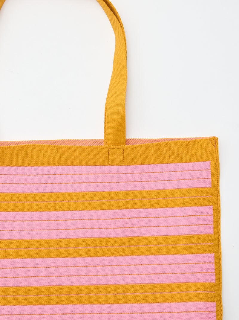 Grand sac forme cabas à rayures Jaune - Kiabi