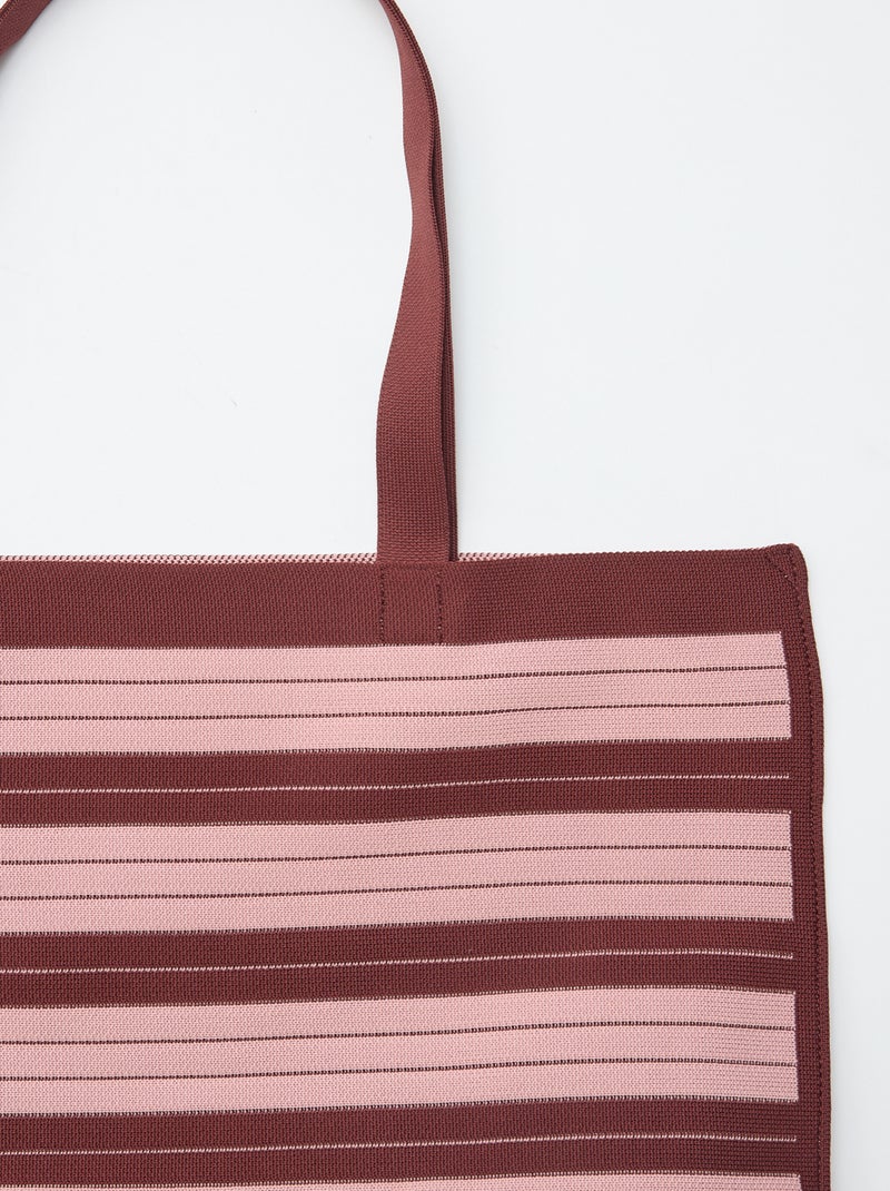 Grand sac forme cabas à rayures Rose - Kiabi