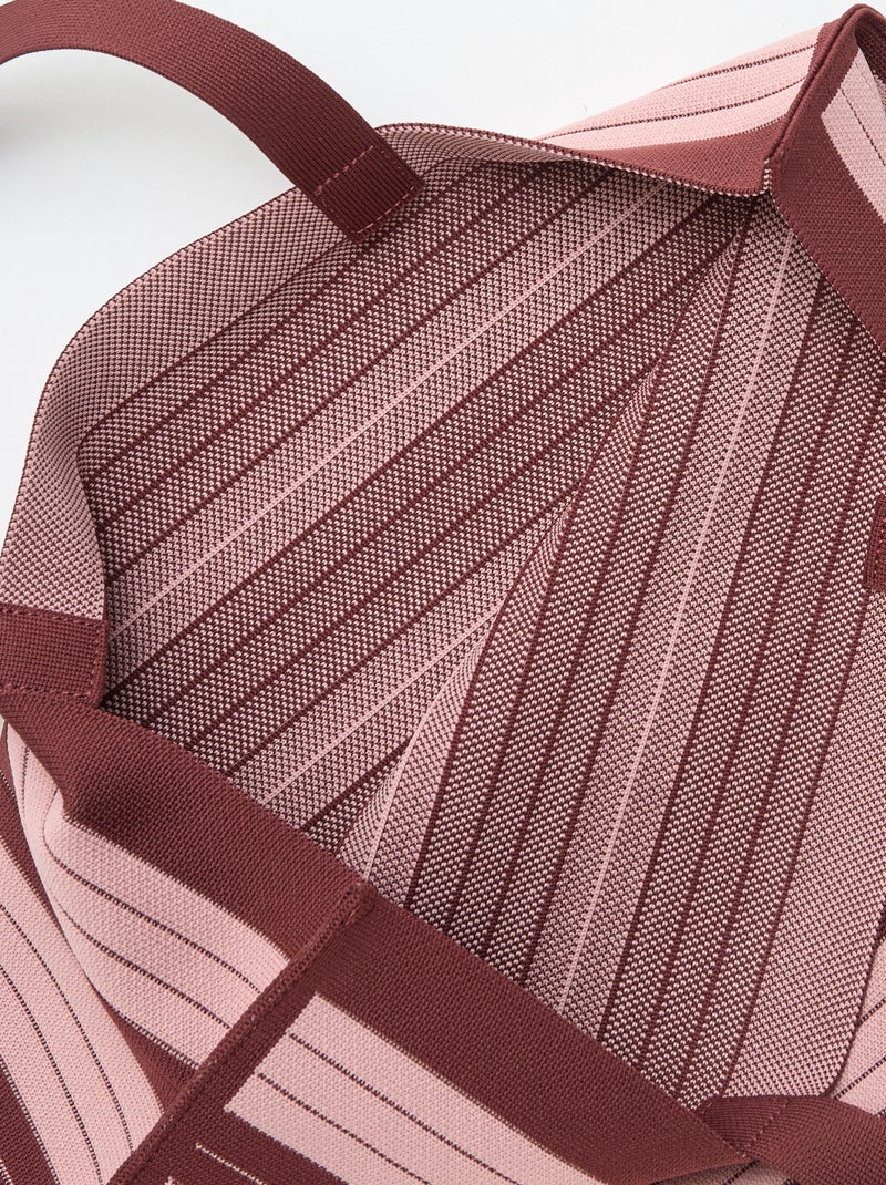 Grand sac forme cabas à rayures Rose - Kiabi