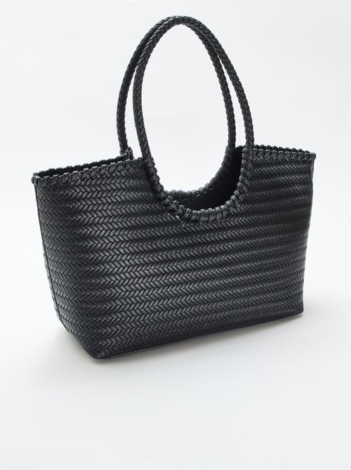 Grand sac tressé de forme rectangulaire - Kiabi