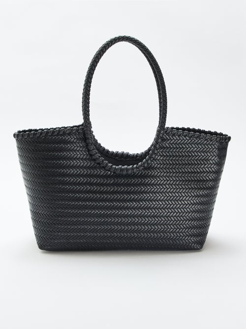 Grand sac tressé de forme rectangulaire - Kiabi