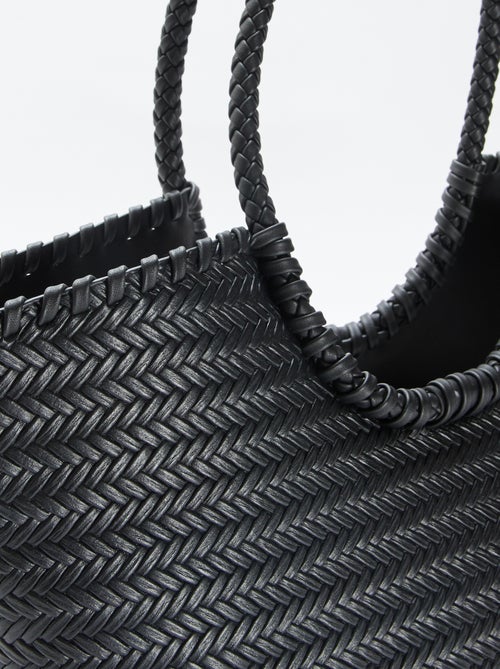 Grand sac tressé de forme rectangulaire - Kiabi